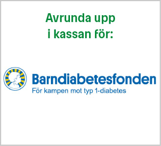 Avrunda upp i kassan för Barndiabetesfonden. Läs mer här.