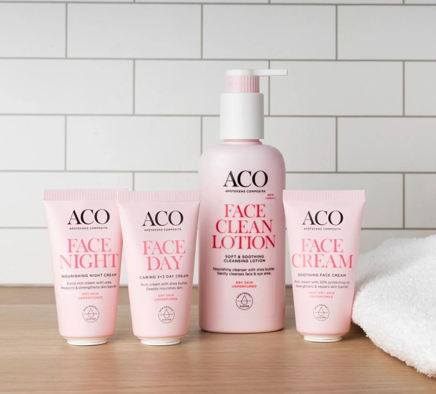 ACO hudvårdsprodukter för torr hud