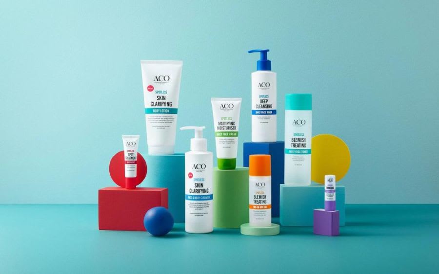 ACO Spotless hudvårdsprodukter för fet hud