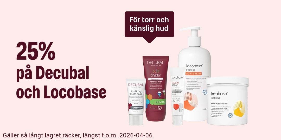 25% på Decubal och Locobase